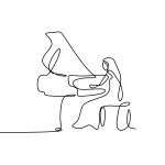 lijntekening pianiste
